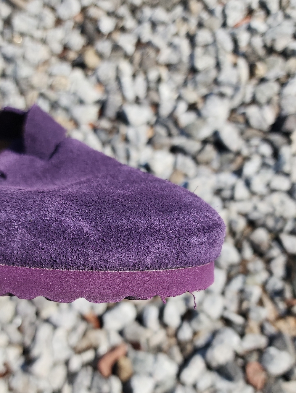 Birkenstock Boston Purple Suede Slip-On Clog with Adjustable Buckle Sz 7 Narrow - Picture 12 of 13